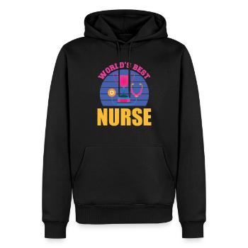 INFIRMIÈRE Infirmière - Sweat à capuche Premium bio Homme - noir - Devant - Nico (187cm)