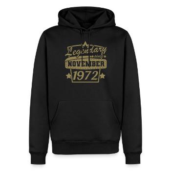 Legendär seit November 1972 Retro Sprüche 50. - Männer Premium Bio Hoodie - Schwarz - Vorne - Nico (187cm)