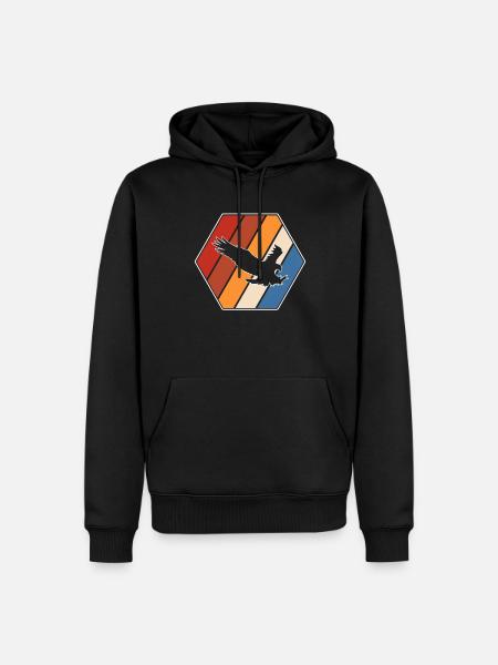 Adler Retro - Männer Premium Bio Hoodie - Schwarz