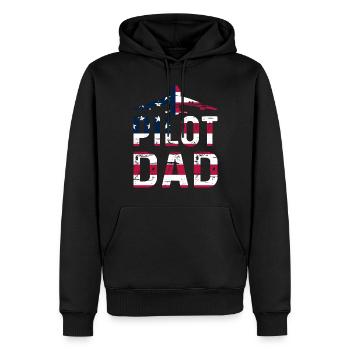 Pilot Daddy - Pilote d’avion d’aéroport Drapeau américain - Sweat à capuche Premium bio Homme - noir - Devant - Nico (187cm)