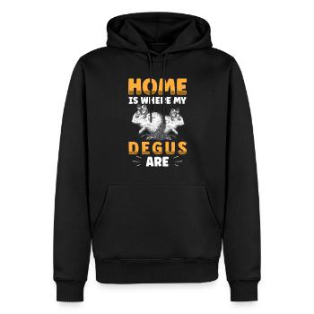 Degu ist mein Zuhause Nagetier Stauchratte - Männer Premium Bio Hoodie - Schwarz - Vorne - Nico (187cm)