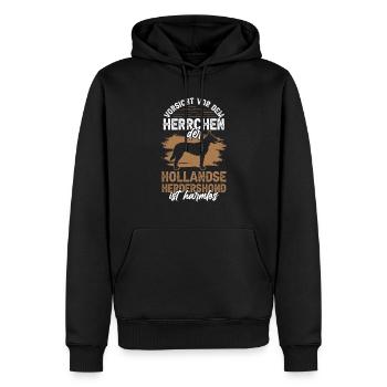 Vorsicht Hollandse Herdershond Herrchen - Männer Premium Bio Hoodie - Schwarz - Vorne - Nico (187cm)