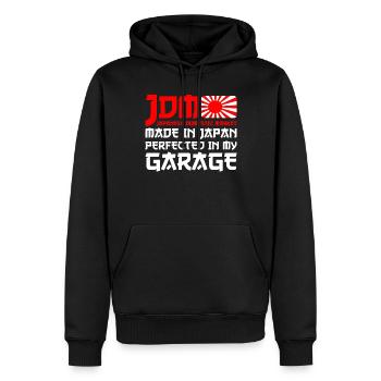 JDM Motorsport Auto Made In Japan Perfected Garage - Sweat à capuche Premium bio Homme - noir - Devant - Nico (187cm)