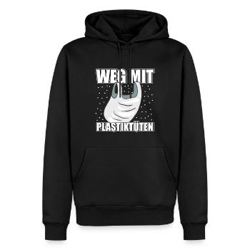Weg mit Plastiktüten Umweltschutz Rettet die Meere - Männer Premium Bio Hoodie - Schwarz - Vorne - Nico (187cm)