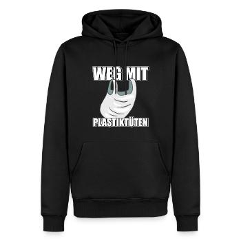 Weg mit Plastiktüten Umweltschutz Rettet die Meere - Männer Premium Bio Hoodie - Schwarz - Vorne - Nico (187cm)