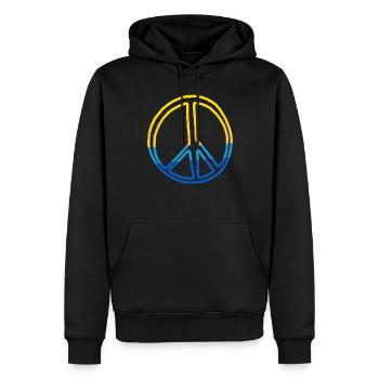 Soutenez l’Ukraine, la paix et non la guerre - Sweat à capuche Premium bio Homme - noir - Devant - Nico (187cm)