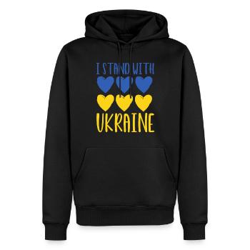 Soutenez l’Ukraine, la paix et non la guerre - Sweat à capuche Premium bio Homme - noir - Devant - Nico (187cm)