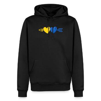 Soutenez l’Ukraine, la paix et non la guerre - Sweat à capuche Premium bio Homme - noir - Devant - Nico (187cm)