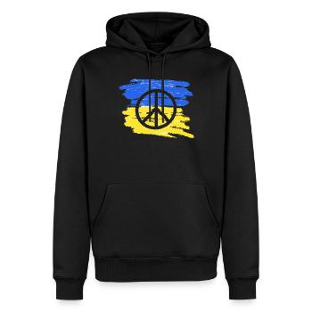 Soutenez l’Ukraine, la paix et non la guerre - Sweat à capuche Premium bio Homme - noir - Devant - Nico (187cm)
