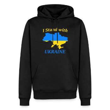 Soutenez l’Ukraine, la paix et non la guerre - Sweat à capuche Premium bio Homme - noir - Devant - Nico (187cm)