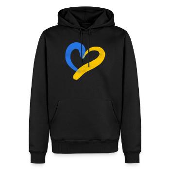 Soutenez l’Ukraine, la paix et non la guerre - Sweat à capuche Premium bio Homme - noir - Devant - Nico (187cm)
