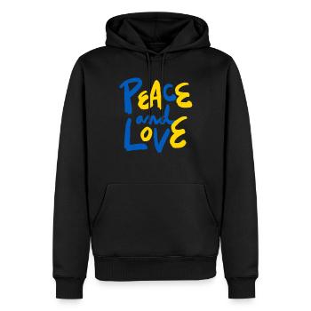 Stand with Ukraine Peace No War - Männer Premium Bio Hoodie - Schwarz - Vorne - Nico (187cm)
