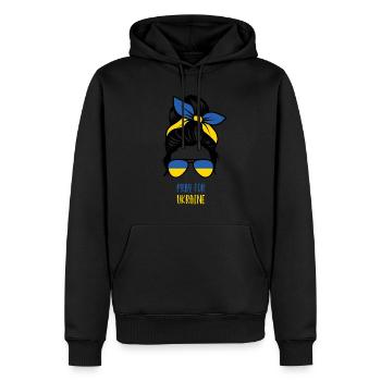 Soutenez l’Ukraine, la paix et non la guerre - Sweat à capuche Premium bio Homme - noir - Devant - Nico (187cm)