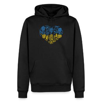 Soutenez l’Ukraine, la paix et non la guerre - Sweat à capuche Premium bio Homme - noir - Devant - Nico (187cm)