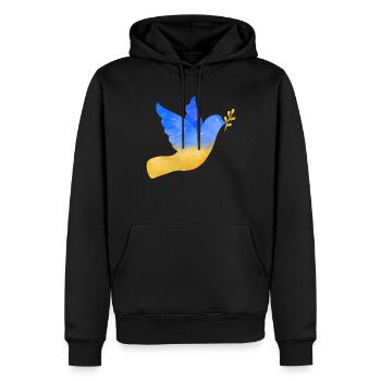 Soutenez l’Ukraine, la paix et non la guerre - Sweat à capuche Premium bio Homme - noir - Devant - Nico (187cm)