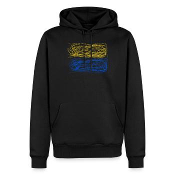 Soutenez l’Ukraine, la paix et non la guerre - Sweat à capuche Premium bio Homme - noir - Devant - Nico (187cm)