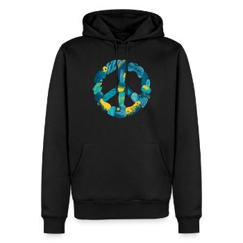 Soutenez l’Ukraine, la paix et non la guerre - Sweat à capuche Premium bio Homme - noir - Devant - Nico (187cm)