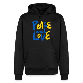Soutenez l’Ukraine, la paix et non la guerre - Sweat à capuche Premium bio Homme - noir - Devant - Nico (187cm)