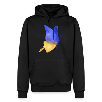 Soutenez l’Ukraine, la paix et non la guerre - Sweat à capuche Premium bio Homme - noir - Devant - Nico (187cm)