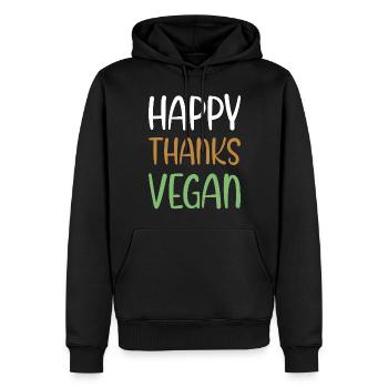 Happy Thanks Vegan - Thanksgiving - Sweat à capuche Premium bio Homme - noir - Devant - Nico (187cm)