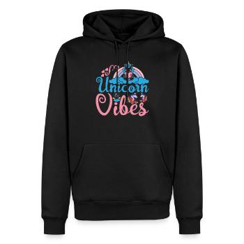 Einhorn Vibes Licorne - Sweat à capuche Premium bio Homme - noir - Devant - Nico (187cm)