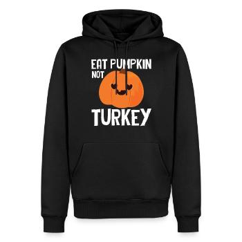 Happy Thanks Vegan - Mangez de la citrouille pas de la dinde - Sweat à capuche Premium bio Homme - noir - Devant - Nico (187cm)
