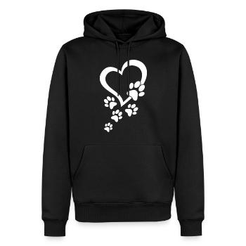 Patte de chien Cœur de bébé chiens - Pattes de chien Cœurs Patte de chien - Sweat à capuche Premium bio Homme - noir - Devant - Nico (187cm)
