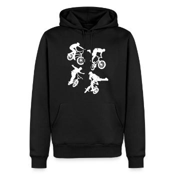 Vélo BMX - Vélo BMX Cyclisme BMX - Sweat à capuche Premium bio Homme - noir - Devant - Nico (187cm)