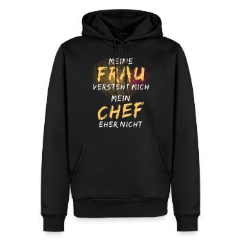 MEINE FRAU VERSTEHT MICH MEIN CHEF NICHT - Männer Premium Bio Hoodie - Schwarz - Vorne - Nico (187cm)