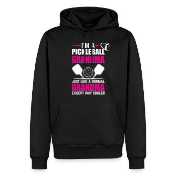 Jouer au pickleball Grand-mère Joueuse de pickleball - Sweat à capuche Premium bio Homme - noir - Devant - Nico (187cm)