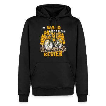 FAHRRAD IM WALD LIEGT MEIN REVIER - Männer Premium Bio Hoodie - Schwarz - Vorne - Nico (187cm)