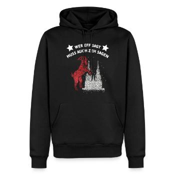 Kölner Dom Rot Weiss Rut Wies Fussball Karnevalist - Männer Premium Bio Hoodie - Schwarz - Vorne - Nico (187cm)