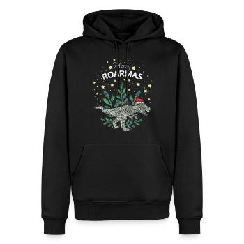 TRex Dinosaur Merry Christmas Santa Hat - Men’s Premium Organic Hoodie - black - Front - Nico (187cm)