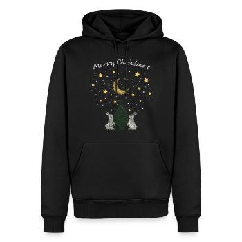 Hasen Kanninchen Weihnachtsbaum Christbaum Xmas - Männer Premium Bio Hoodie - Schwarz - Vorne - Nico (187cm)