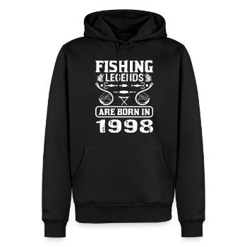 Les légendes de la pêche sont nées en 1998 - Sweat à capuche Premium bio Homme - noir - Devant - Nico (187cm)