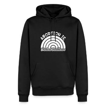 L’avortement médical est - Sweat à capuche Premium bio Homme - noir - Devant - Nico (187cm)