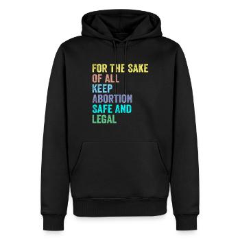 Pour le bien de tous : l’avortement sûr et légal - Sweat à capuche Premium bio Homme - noir - Devant - Nico (187cm)