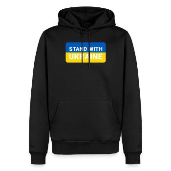 Soutenez l’Ukraine, la paix et non la guerre - Sweat à capuche Premium bio Homme - noir - Devant - Nico (187cm)