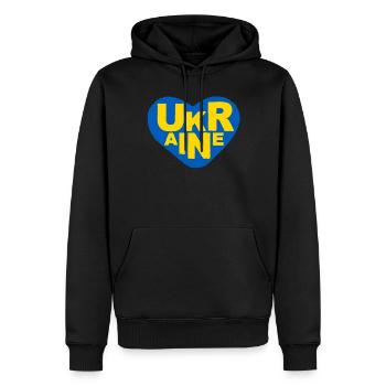 Soutenez l’Ukraine, la paix et non la guerre - Sweat à capuche Premium bio Homme - noir - Devant - Nico (187cm)