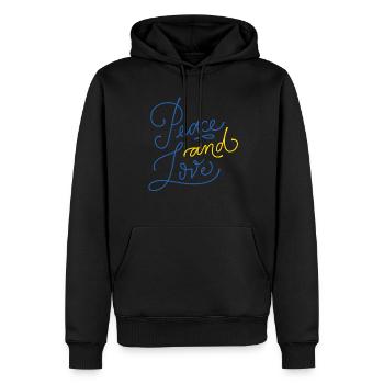 Soutenez l’Ukraine, la paix et non la guerre - Sweat à capuche Premium bio Homme - noir - Devant - Nico (187cm)