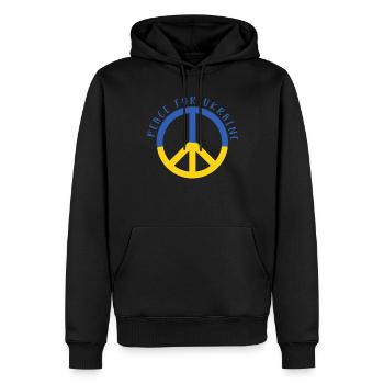 Soutenez l’Ukraine, la paix et non la guerre - Sweat à capuche Premium bio Homme - noir - Devant - Nico (187cm)