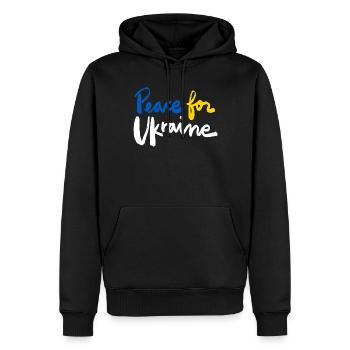 Soutenez l’Ukraine, la paix et non la guerre - Sweat à capuche Premium bio Homme - noir - Devant - Nico (187cm)
