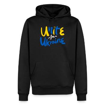 Soutenez l’Ukraine, la paix et non la guerre - Sweat à capuche Premium bio Homme - noir - Devant - Nico (187cm)