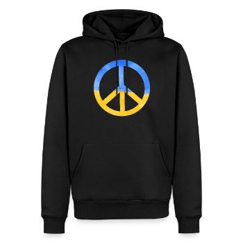 Soutenez l’Ukraine, la paix et non la guerre - Sweat à capuche Premium bio Homme - noir - Devant - Nico (187cm)
