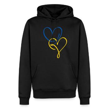 Soutenez l’Ukraine, la paix et non la guerre - Sweat à capuche Premium bio Homme - noir - Devant - Nico (187cm)