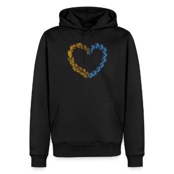 Soutenez l’Ukraine, la paix et non la guerre - Sweat à capuche Premium bio Homme - noir - Devant - Nico (187cm)