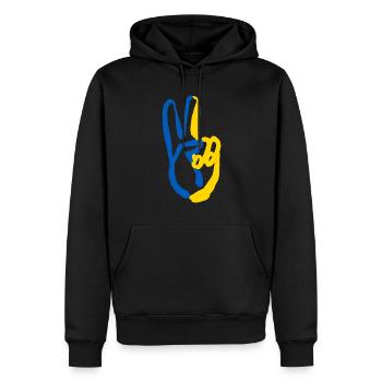 Soutenez l’Ukraine, la paix et non la guerre - Sweat à capuche Premium bio Homme - noir - Devant - Nico (187cm)