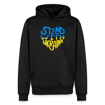 Soutenez l’Ukraine, la paix et non la guerre - Sweat à capuche Premium bio Homme - noir - Devant - Nico (187cm)