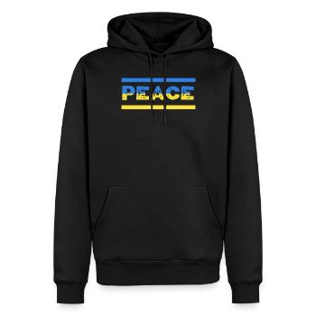 Soutenez l’Ukraine, la paix et non la guerre - Sweat à capuche Premium bio Homme - noir - Devant - Nico (187cm)