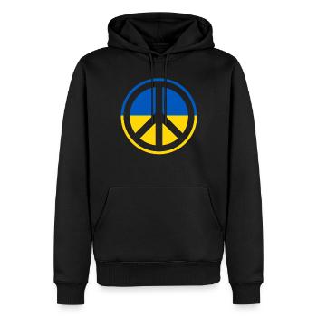 Soutenez l’Ukraine, la paix et non la guerre - Sweat à capuche Premium bio Homme - noir - Devant - Nico (187cm)